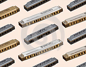 Harmonica Pattern - Musical Instruments in Rows