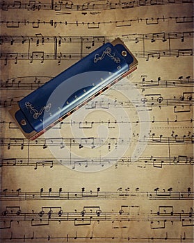 Harmonica and sheet music