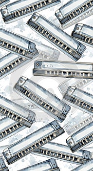 Harmonicas Musical Instruments Background Texture