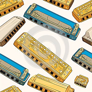 Harmonicas Musical Instruments Pattern Design