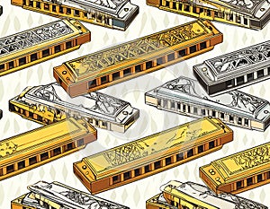 Harmonicas Musical Instruments Pattern