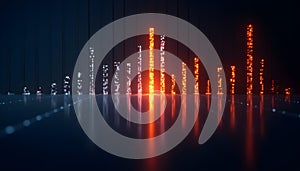 A harmonious arrangement of illuminated data columns, each column representing a different aspect