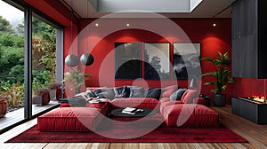Harmonious bordo living room with modern flair.
