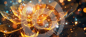 Harmonious Brilliance Abstract Auric Golden Flower in Ethereal Light photo
