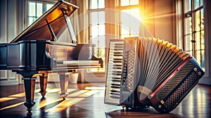 A Harmonious Duet Exploring the Intricate Sounds of Accordion and Piano photo