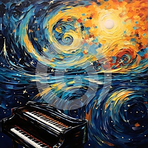 Harmonious Fusion of Celestial Elements and Musical Instruments