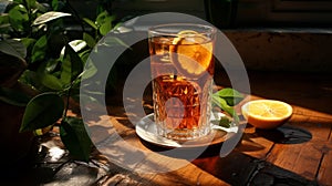 Harmonious Fusion: Quench Your Thirst with a Perfect Blend of Refreshing Iced Tea and Zesty Lemonade - AI Generative