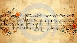 Harmonious Relics: Aged Parchment with Musical Notes in Vintage Style