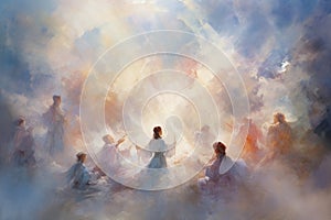 Harmonious spirit choirs, filling the air with ethereal melodies and celestial harmonies - Generative AI