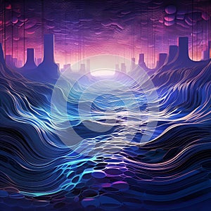 Harmonious Symphony: Abstract Sound Waves Dance in Vibrant Hues photo