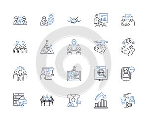 Harmonization symbols line icons collection. Unity, Integration, Fusion, Convergence, Synthesis, Accord, Coordination