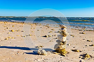 harmony and balance. zen pebble at beach. nature balance concept. zen like summer. stone pyramid at sea. summer nature