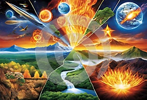 Harmony of the Five Elements of Nature - Air, Water, Fire, Earth, Space