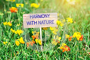 Harmony with nature signboard