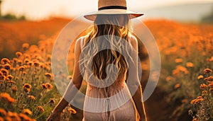 In Harmony with Nature Woman in Straw Hat and Lavender Field