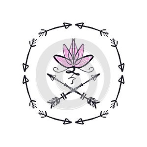 Harmony and Universe symbol, sacred geometry. Ayurveda and balance logo or label