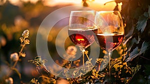 Harmony Unveiled, An Elegant Encounter of Twin Wine Glasses Embracing the Essence of Conviviality