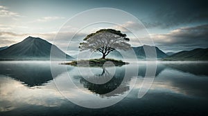 Harmony Unveiled: Serene Natural Landscape in Soft Light.