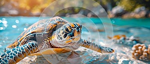 Harmony in the Waves: A Tribute to World Turtle Day. Concept Animals, Turtles, Conservation, World