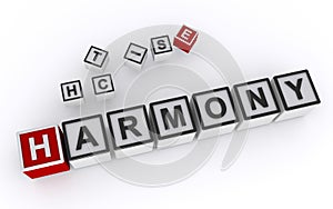 harmony word block on white