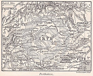 Vintage map of Perthshire 1900s