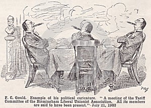 Vintage cartoon example of F C Gould 1900s.