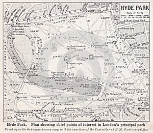 Vintage map of Hyde Park 1900s photo