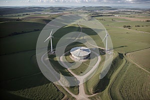 Harnessing the Power of Wind Aerial View of Renewable Energy.AI Generated