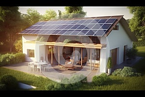 Harnessing the Sun\'s Power Eco-Friendly Solar-Powered Homes for Sustainable Living. created with Generative AI