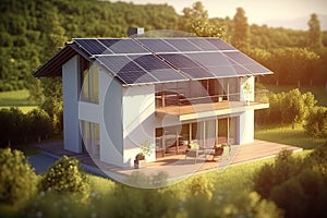 Harnessing the Sun\'s Power Eco-Friendly Solar-Powered Homes for Sustainable Living. created with Generative AI