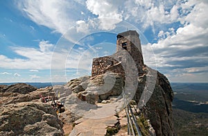 Harney Peak Fire Lookout Tower in Custer State Park in the Black Hills of South Dakota