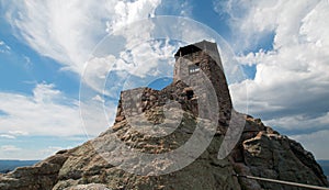 Harney Peak Fire Lookout Tower in Custer State Park in the Black Hills of South Dakota