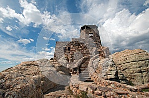 Harney Peak Fire Lookout Tower in Custer State Park in the Black Hills of South Dakota