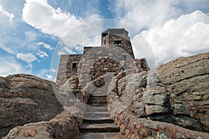 Harney Peak Fire Lookout Tower in Custer State Park in the Black Hills of South Dakota
