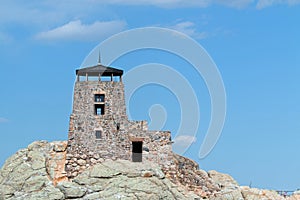 Harney Peak Fire Lookout Tower in Custer State Park in the Black Hills of South Dakota