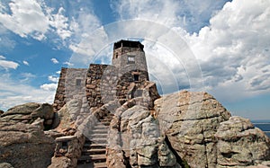 Harney Peak Fire Lookout Tower in Custer State Park in the Black Hills of South Dakota