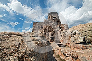 Harney Peak Fire Lookout Tower in Custer State Park in the Black Hills of South Dakota