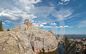 Harney Peak Fire Lookout Tower in Custer State Park in the Black Hills of South Dakota USA