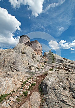 Harney Peak Fire Lookout Tower in Custer State Park in the Black Hills of South Dakota USA built by the Civilian Conservation Core