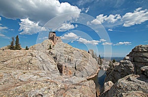 Harney Peak Fire Lookout Tower in Custer State Park in the Black Hills of South Dakota USA built by the Civilian Conservation Core