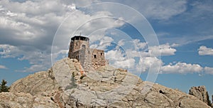 Harney Peak Fire Lookout Tower in Custer State Park in the Black Hills of South Dakota