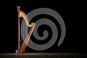 Harp aged on white 3D rendering