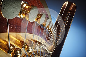 Harp aged on white 3D rendering