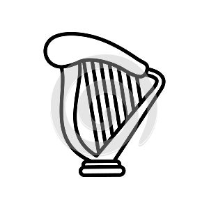 Harp icon vector. Music illustration sign. Orchestra symbol or logo.