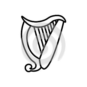 Harp icon vector. Music illustration sign. Orchestra symbol or logo.