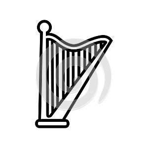 Harp icon vector. Music illustration sign. Orchestra symbol or logo.