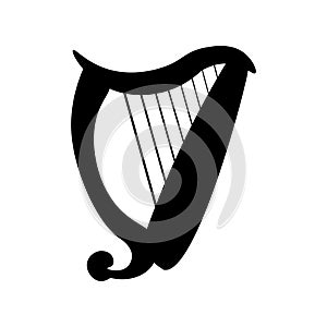 Harp icon vector. Music illustration sign. Orchestra symbol or logo.