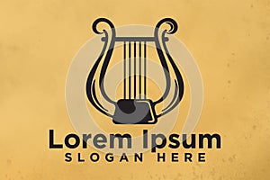 Harp, Musical logo design, vector illustration