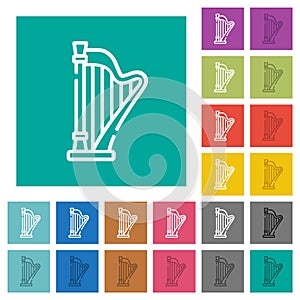 Harp outline square flat multi colored icons photo