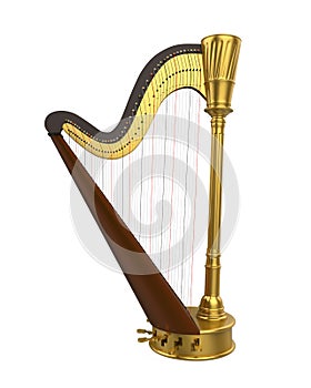 Harp Stringed Musical Instrument Isolated photo